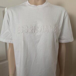 Essentials Fear of God Raised Logo White T-Shirt Size Medium